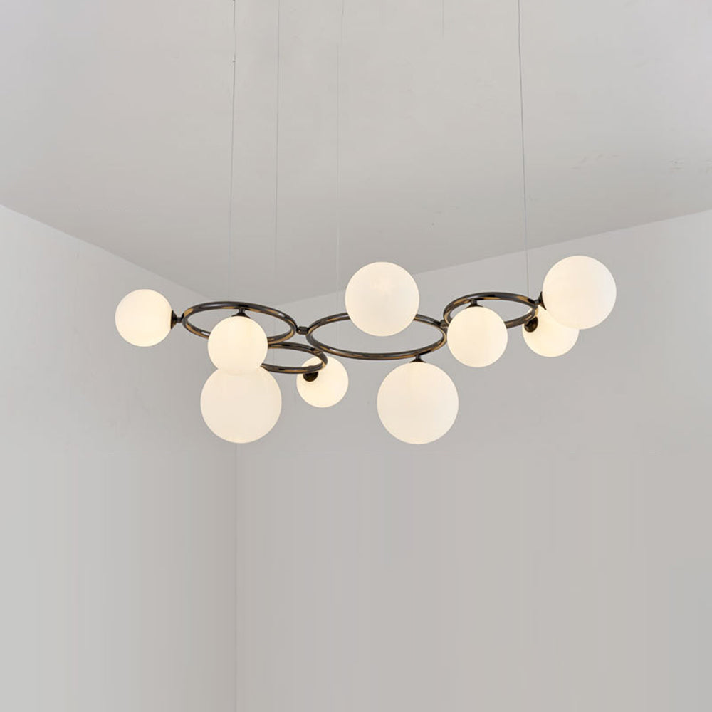 Valentina Modern Designe Wave Metal/Glass Pendant Light, White/Gold - Lumpaz