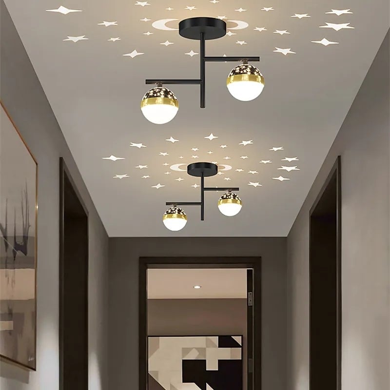 Madina Modern Ceiling Light Starry LED Flush Mount Black/Gold Corridor - Lumpaz