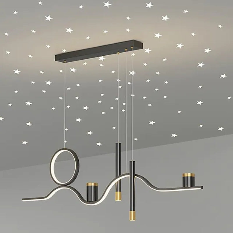 Madina Modern Metal Linear Starry Night Pendant Light, Black - Lumpaz