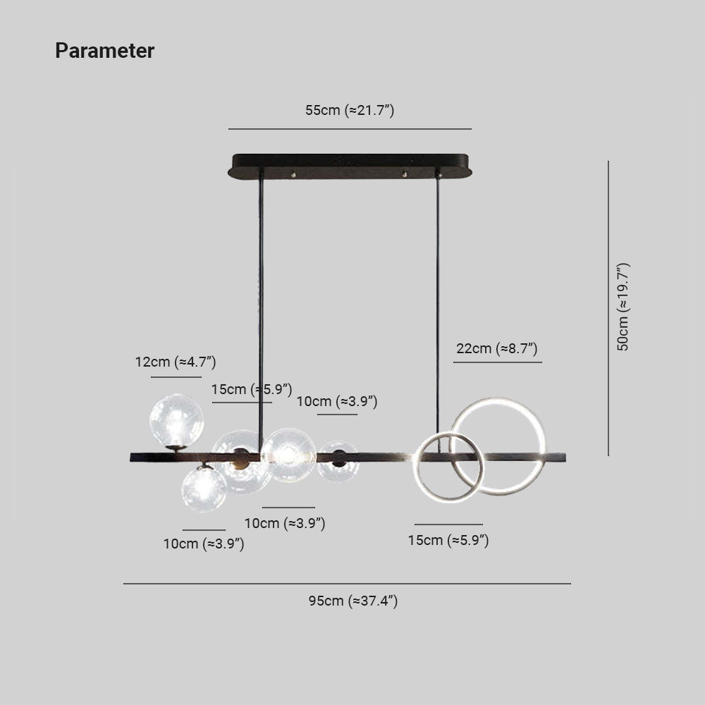 Valentina Pendant Light Bubble Circle Modern, Metal, Black/Gold, Bedroom - Lumpaz
