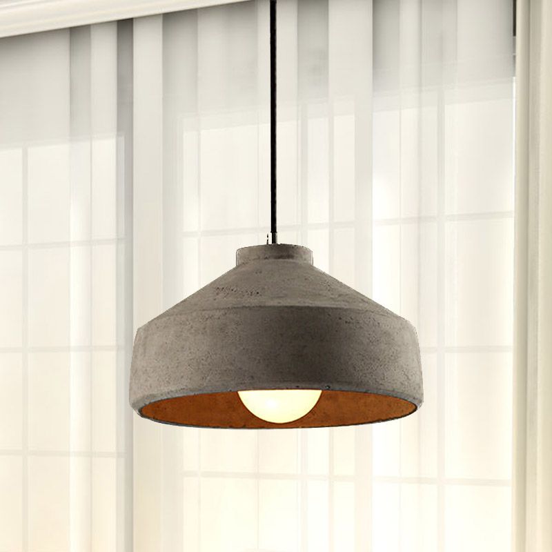 Byers Modern Dome Cement Pendant Light Gray Living Room - Lumpaz