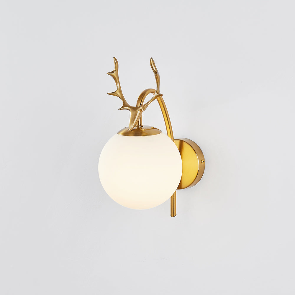 Valentina Modern Art-Deco Deer Bedside Wall Lamp, Black/Gold - Lumpaz