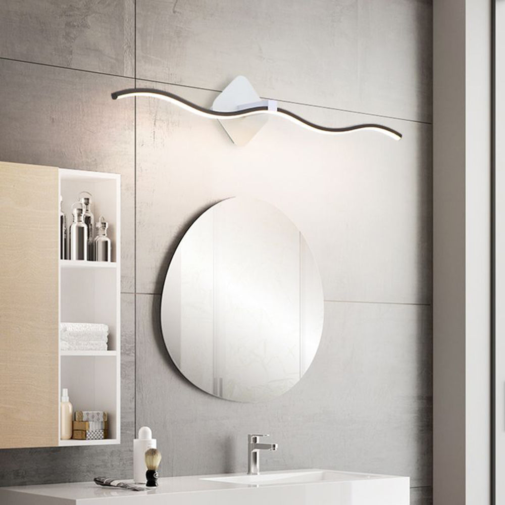 Minimalist Wave Linear Metal Wall Lamp, Black/White - Lumpaz