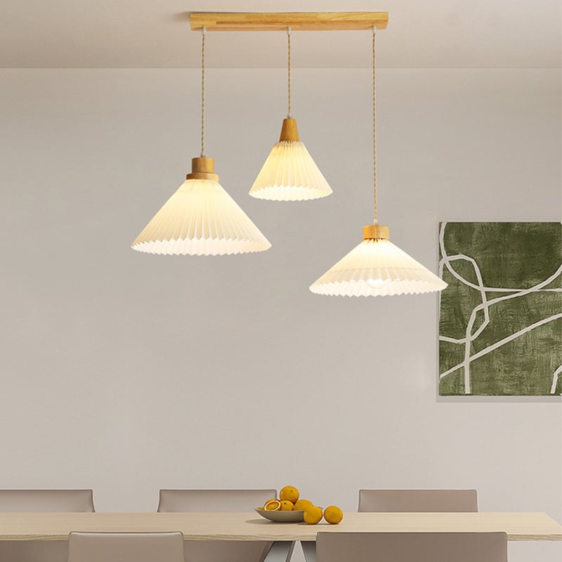 Ozawa Pendant Light Umbrella Shape Art, Wood, White, Bedroom - Lumpaz