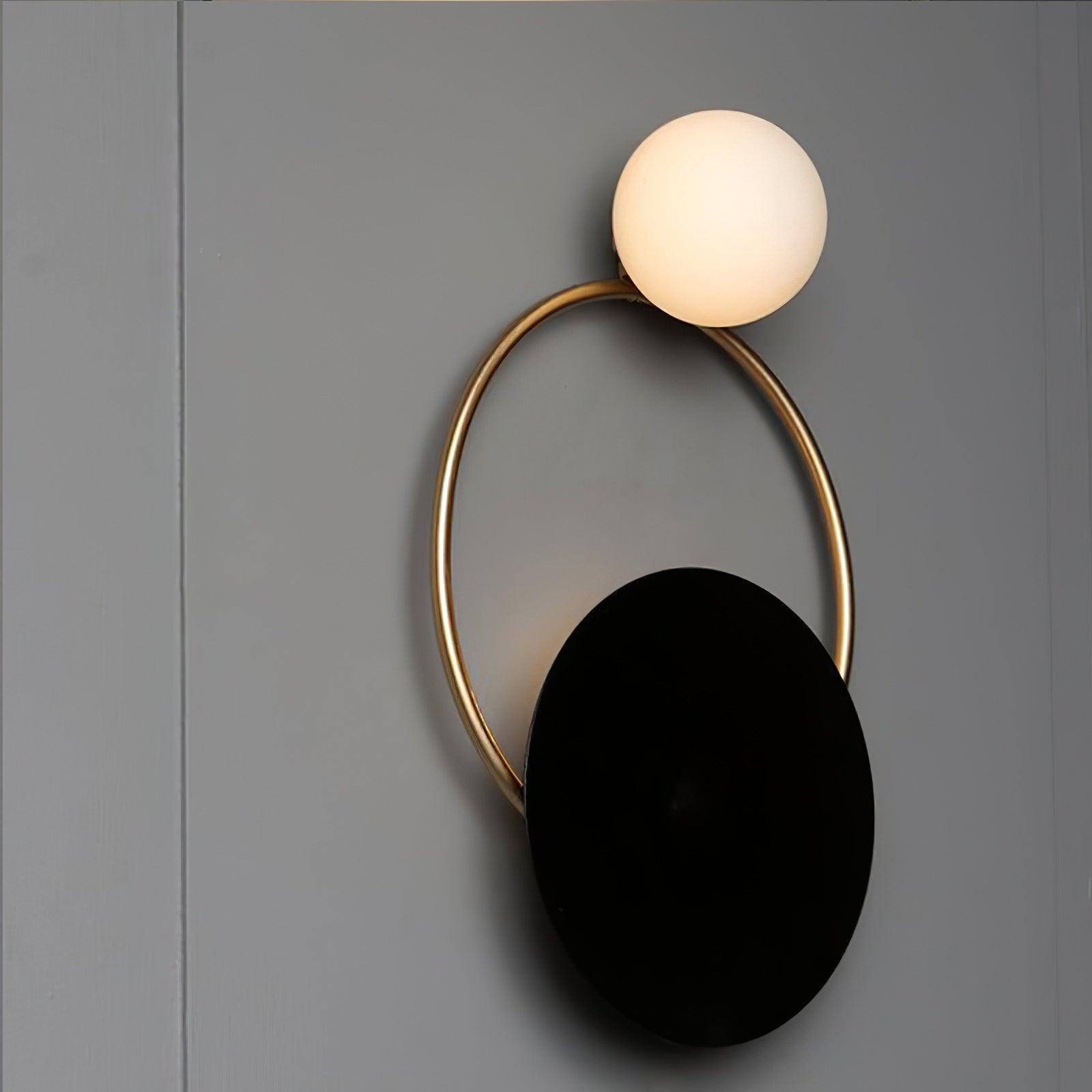 Emyr Modern LED Triple Rings Wall Lamp, Metal/Glass, Gold/Black, Bedroom - Lumpaz