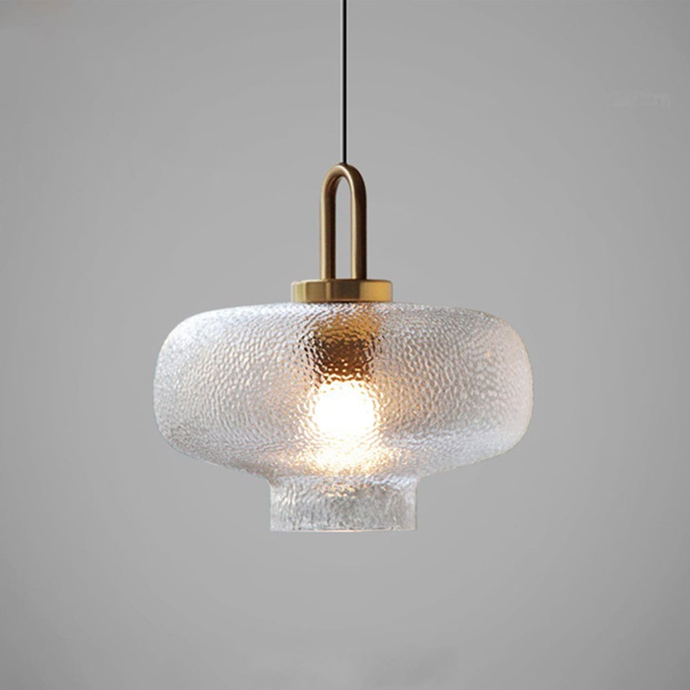 Hailie Minimalist Blown Frosted Glass Pendant Light, Gold - Lumpaz