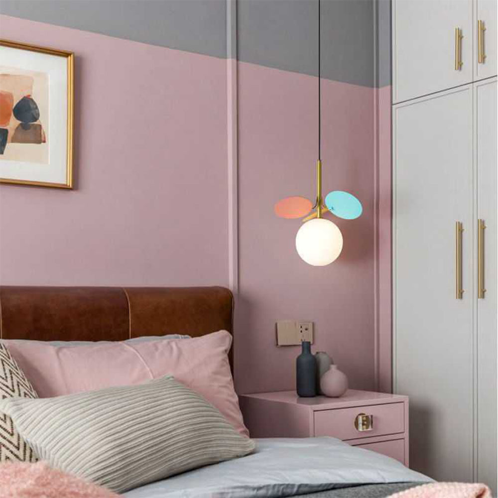 Jevon Art Deco Globe Pendant Light, Multi-Color/White, Metal/Glass - Lumpaz