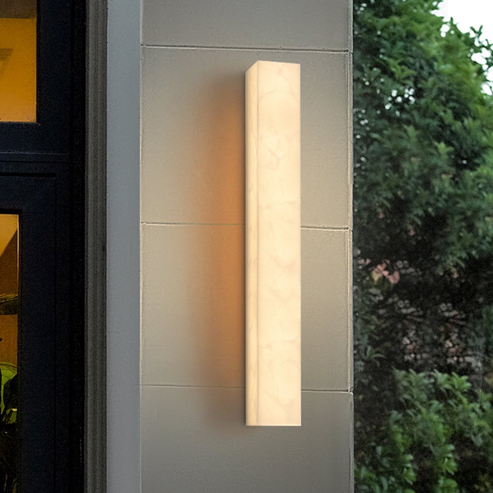 Edge Modern Rectangular Resin Outdoor Wall Lamp, White - Lumpaz
