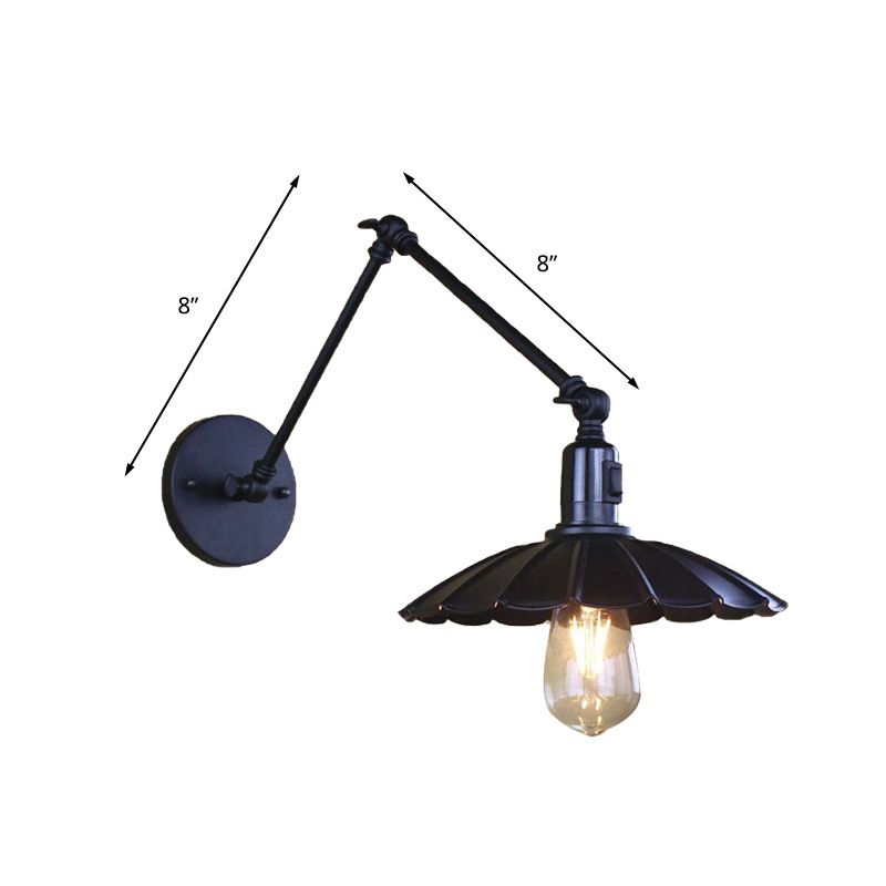 Brady Wall Lamp Creative Pleated Adjustable Metal, Black, Bedroom - Lumpaz