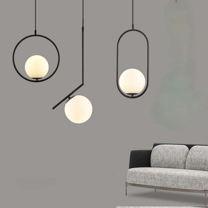 Valentina Modern Globe Metal/Glass Pendant Light, 3 Style - Lumpaz