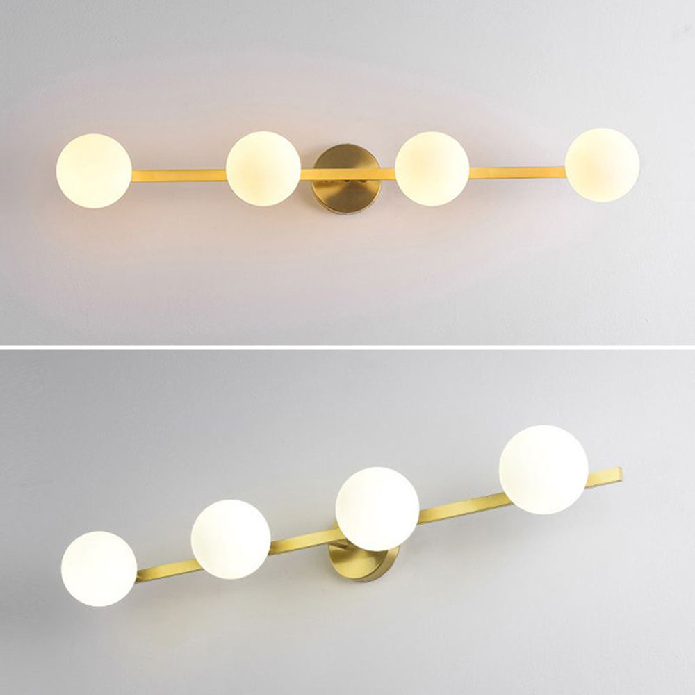 Valentina Retro Globe Linear Metal/Glass Wall Lamp, Gold, Bathroom - Lumpaz
