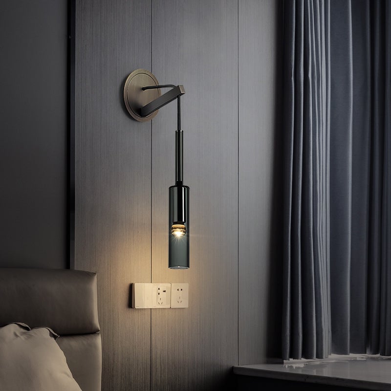 Sanna Modern Glass/Metal Pendant light/Wall Lamp, Black - Lumpaz