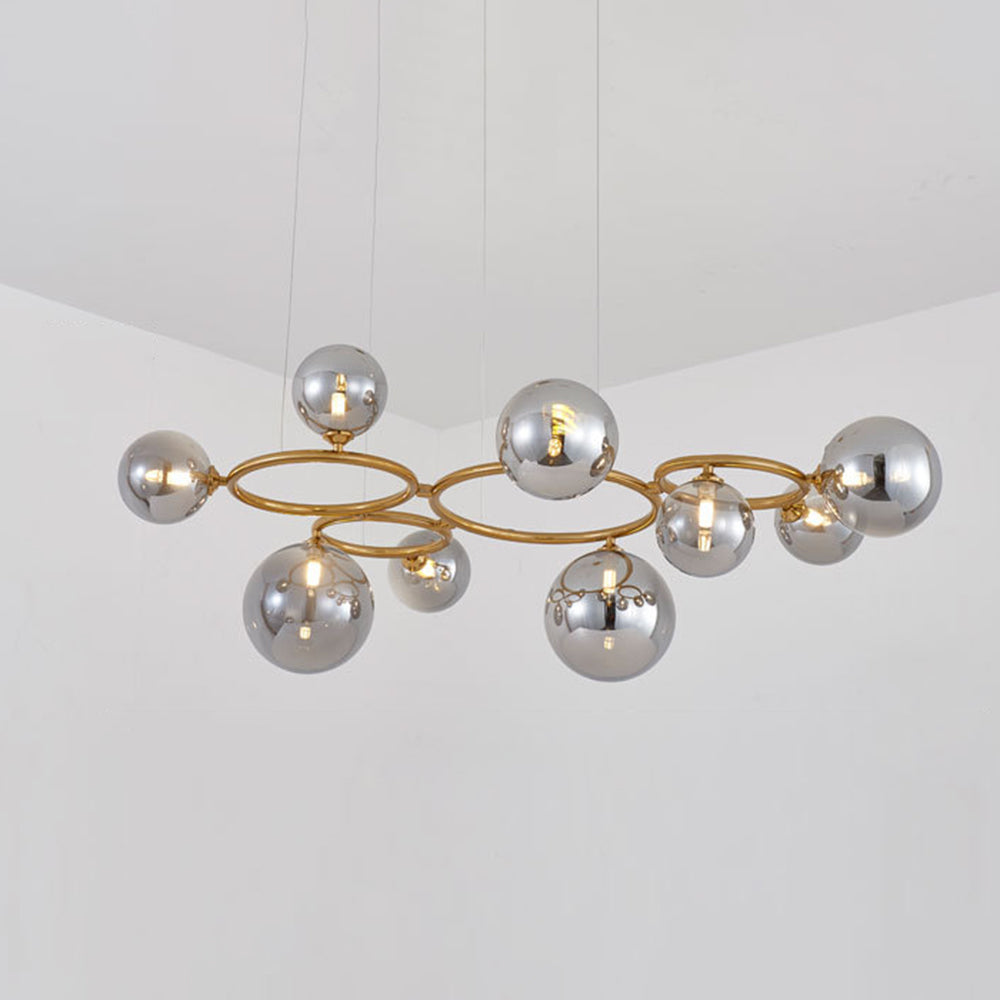 Valentina Modern Designe Wave Metal/Glass Pendant Light, White/Gold - Lumpaz