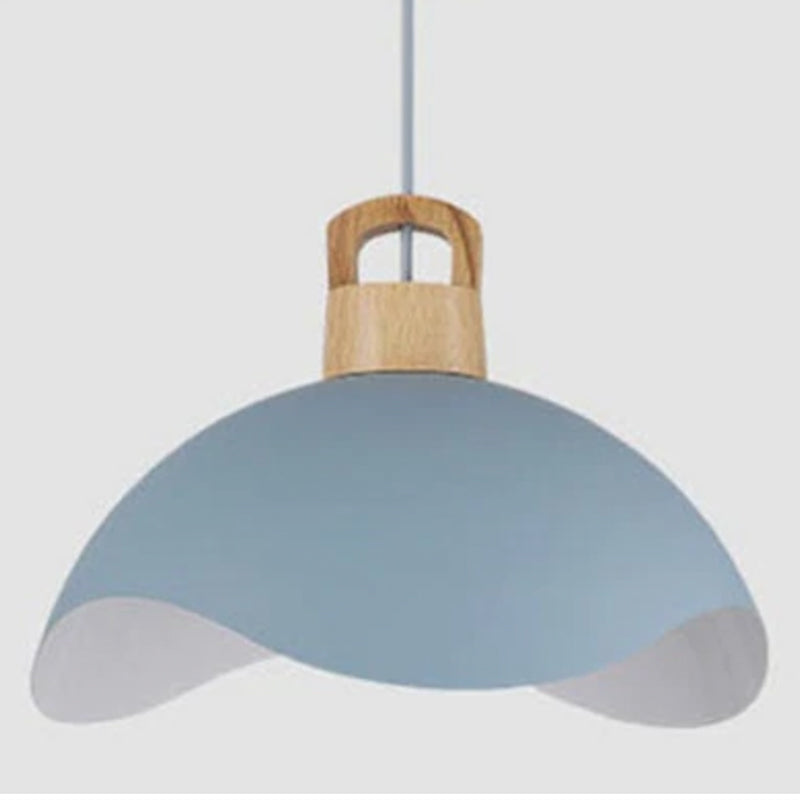 Morandi Colorful Shade Single Pendant Lights, Wood & Metal - Lumpaz