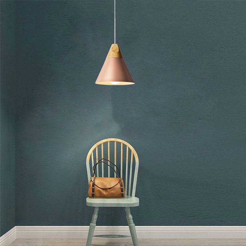 Morandi Multi-Shaped Wood And Metal Pendant Light, 6 Colors - Lumpaz