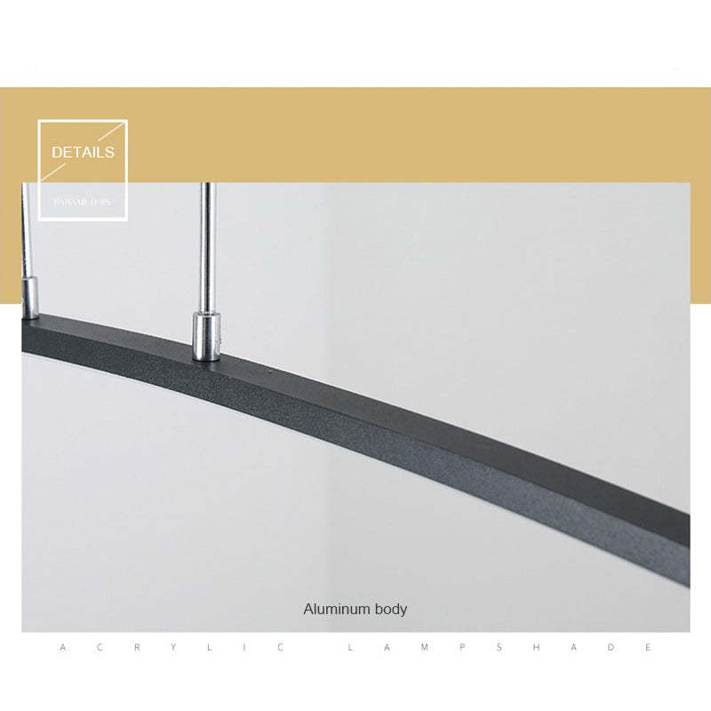 Edge Curved Linear Pendant Light for Dining Room, Black/White - Lumpaz