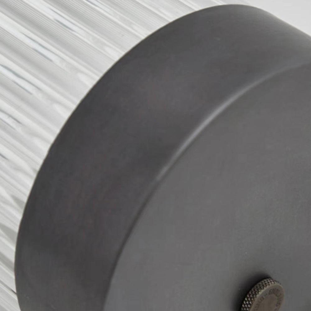 Orr Modern Semi-Cylindrical Metal/Glass Outdoor Wall Lamp, Black - Lumpaz