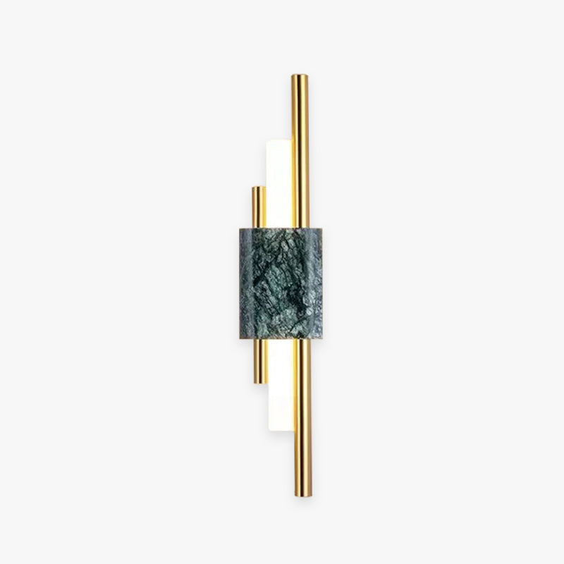 Alana Modern Metal/Marble LED Wall Lamp, Black/Gold/Green - Lumpaz