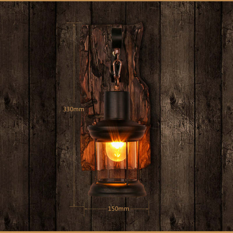 Alessio Vintage Lantern Metal Wall Lamp, Black/Bronze - Lumpaz