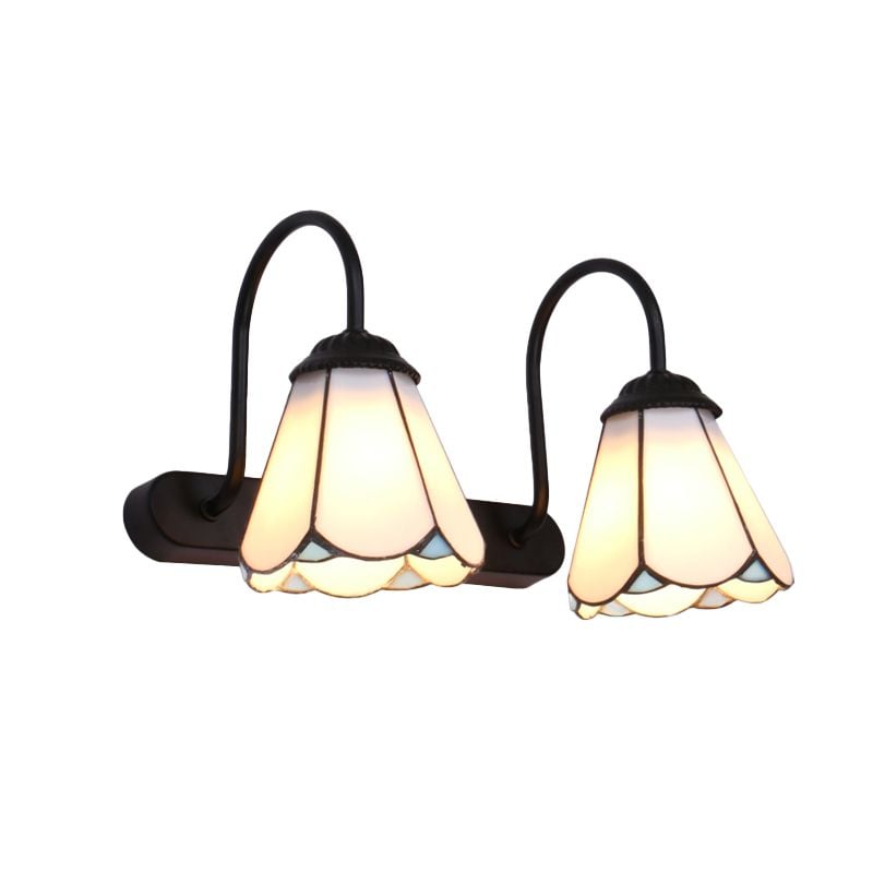 Baxter Vintage Flower Shaped Metal Wall Lamps, Black/White/Blue - Lumpaz