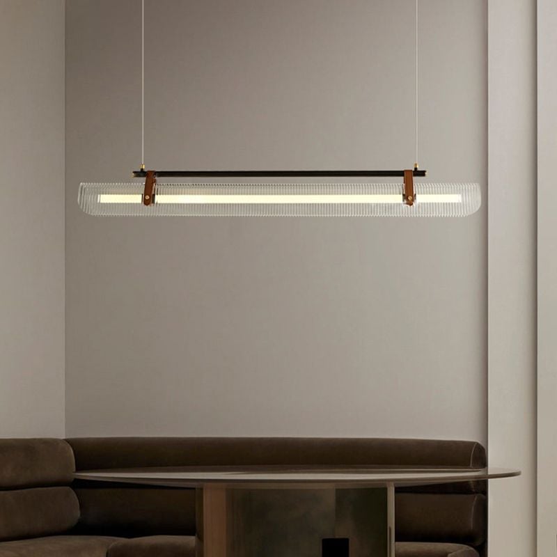 Edge Pendant Light Linear Modern, Acrylic/Metal, Black/Gold, Study - Lumpaz
