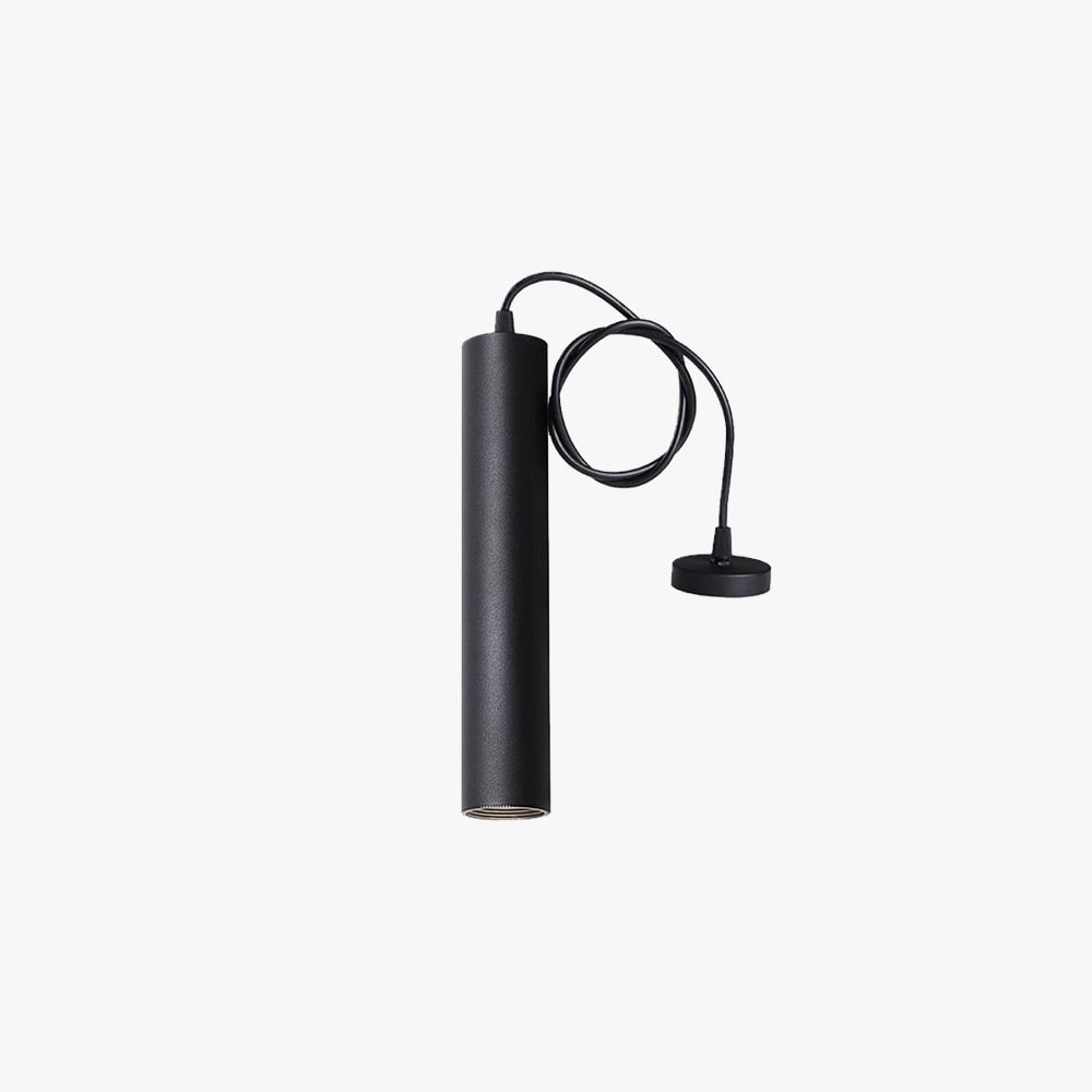 Edge Modern Cylinder Shape Pendant Light Black Metal Living Room - Lumpaz