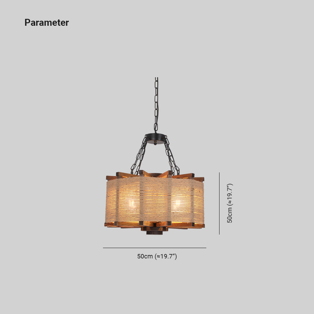 Austin Retro Cylindrical Metal/Wood Pendant Light - Lumpaz