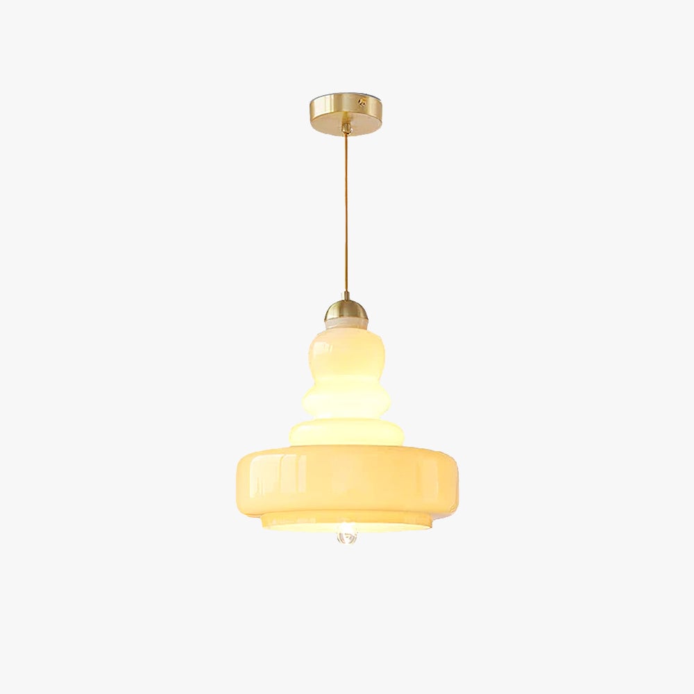 Morandi French Modern Kitchen Pendant Light Beige Glass/Metal Living Room - Lumpaz