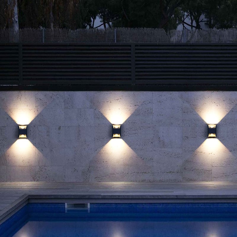 Orr Minimalist Up/Down Metal Outdoor Wall Lamp, Black - Lumpaz