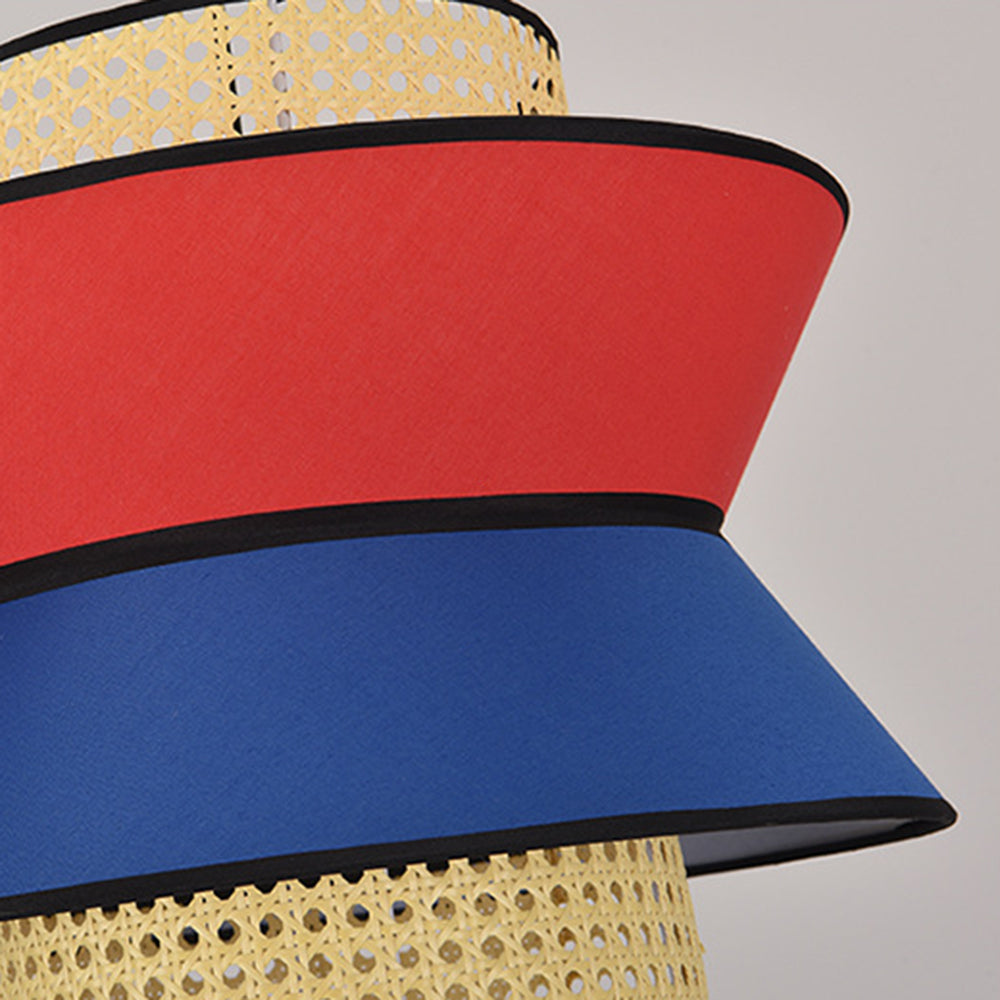 Ritta Fabric and Rattan Pendant Light, Orange/Dark Blue - Lumpaz