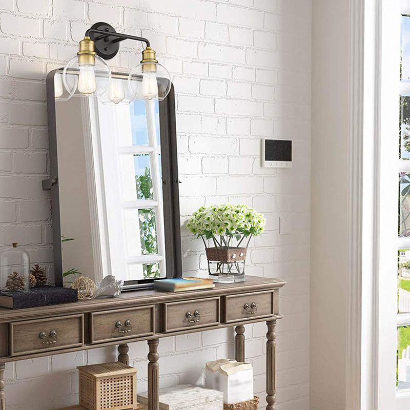 Alessio Minimalist Globe Metal/Glass Wall Lamp, 2/3 Light - Lumpaz