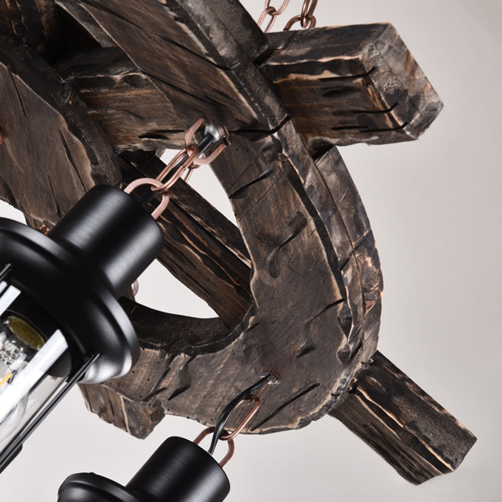 Austin Retro Rudder Metal & Wood Pendant Light, 8 Heads - Lumpaz