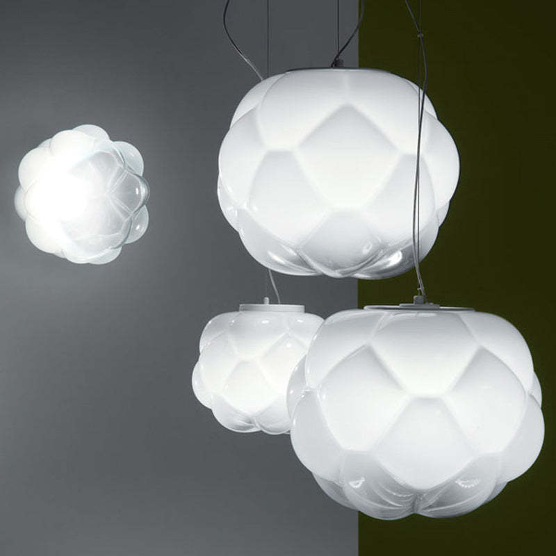 Modern Bostock Cloud Glass Pendant Light, White - Lumpaz