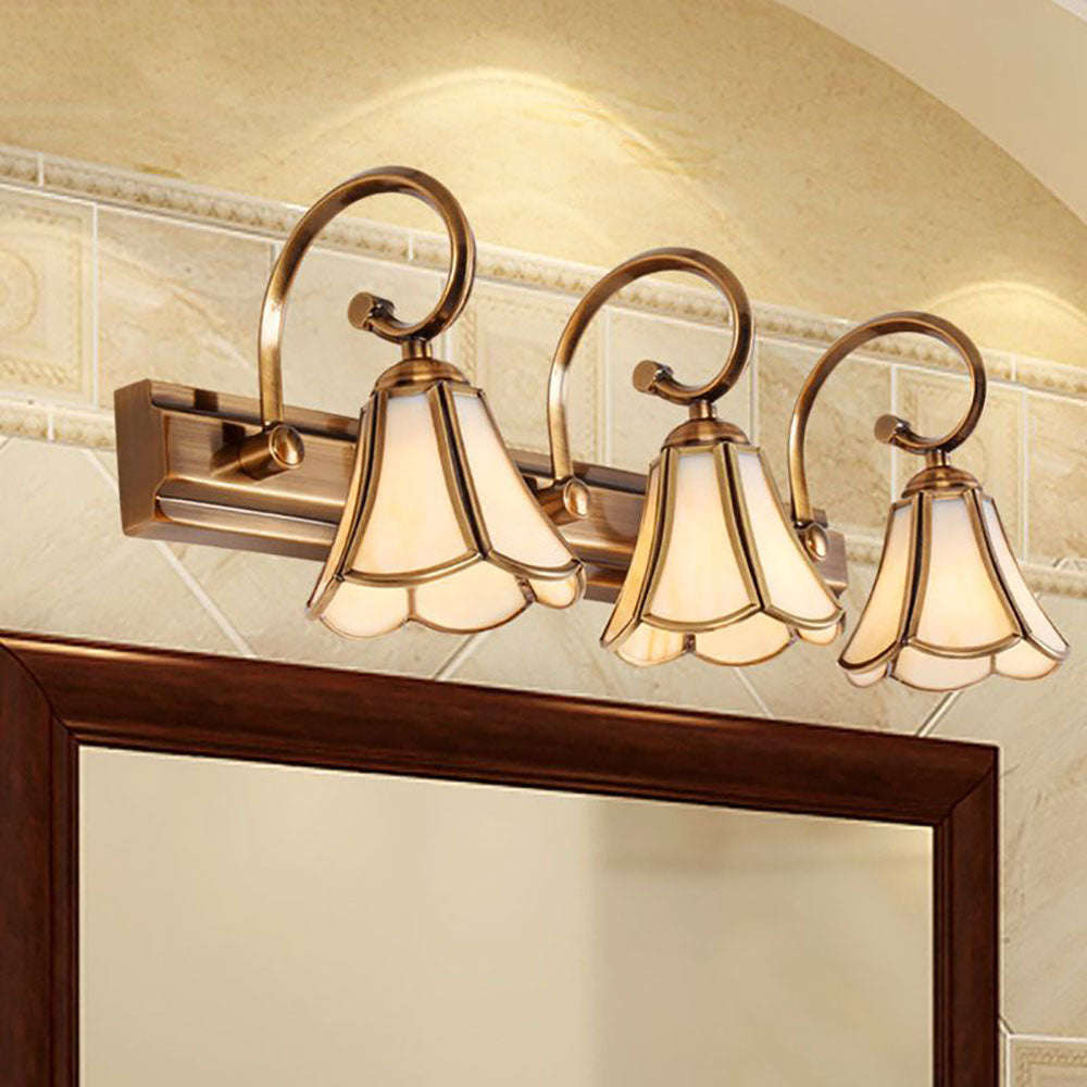 Félicie Wall Lamp Vintage Flower, Metal/Glass, Gold, Kitchen - Lumpaz