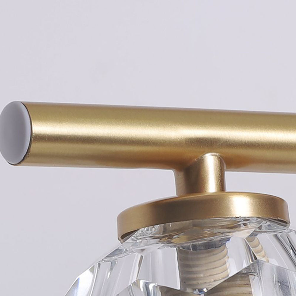 Kristy Wall Lamp Modern Mirror Front Vanity, Metal/Crystal, Gold, Bathroom - Lumpaz