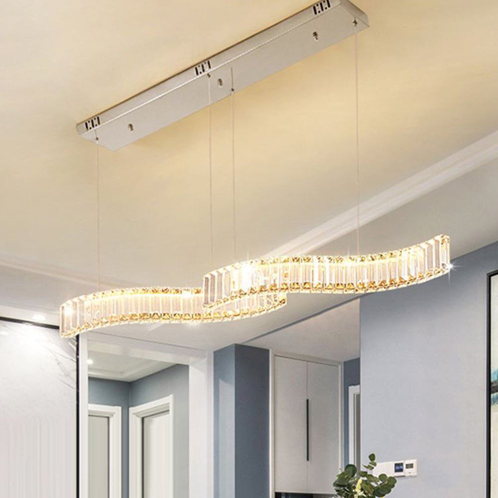 Kristy Luxury Wave Crystal/Metal Pendant Light, Silver/Gold - Lumpaz