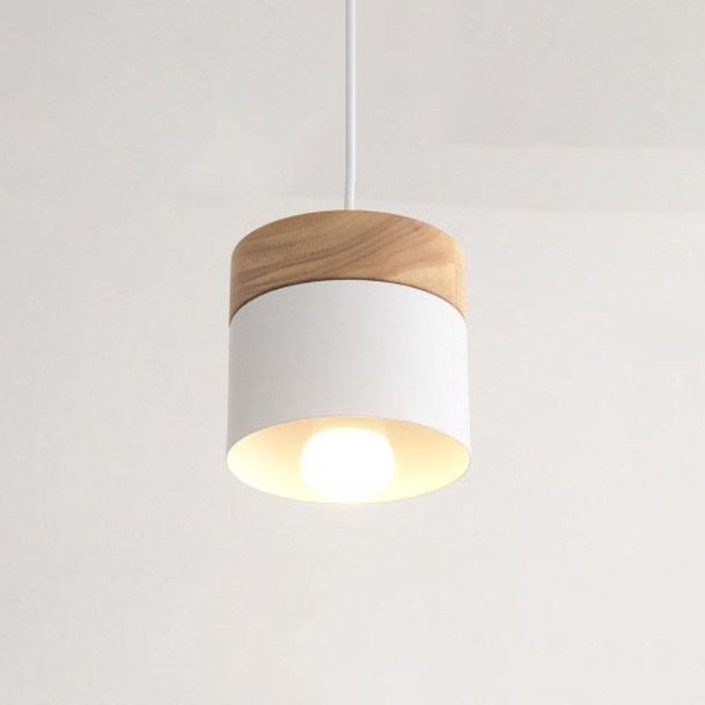 Morandi Modern Can Shape Metal/Wood Pendant Light - Lumpaz