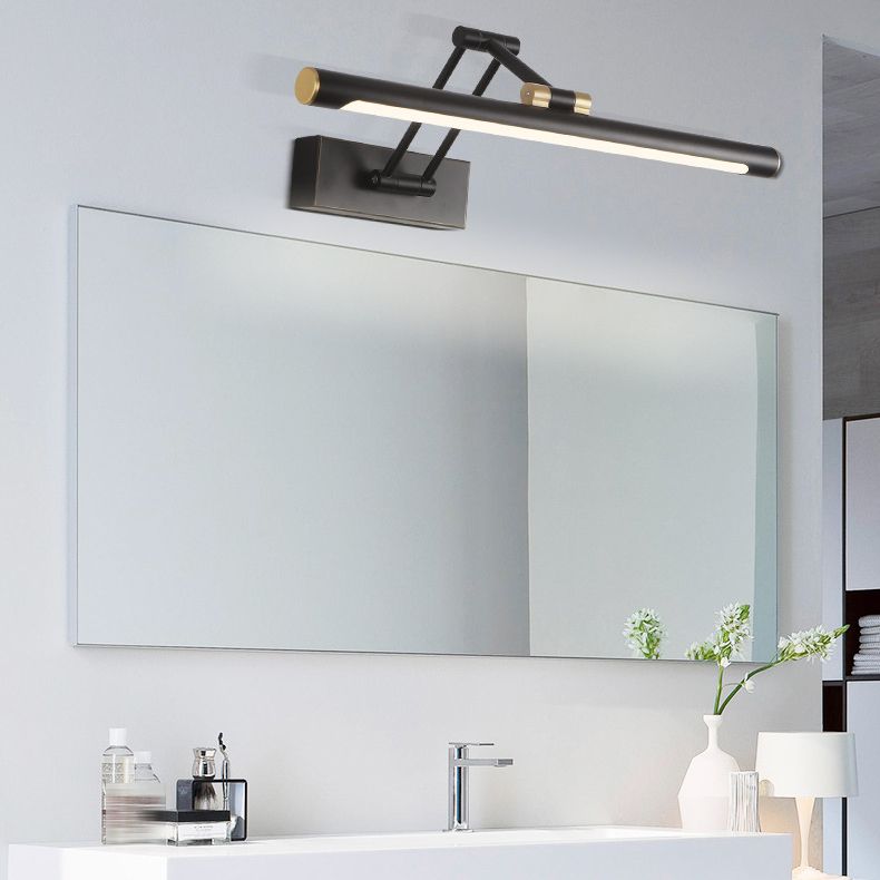 Edge Modern Adjustable Mirror Front Vanity Metal LED Wall Lamp, Black/White - Lumpaz