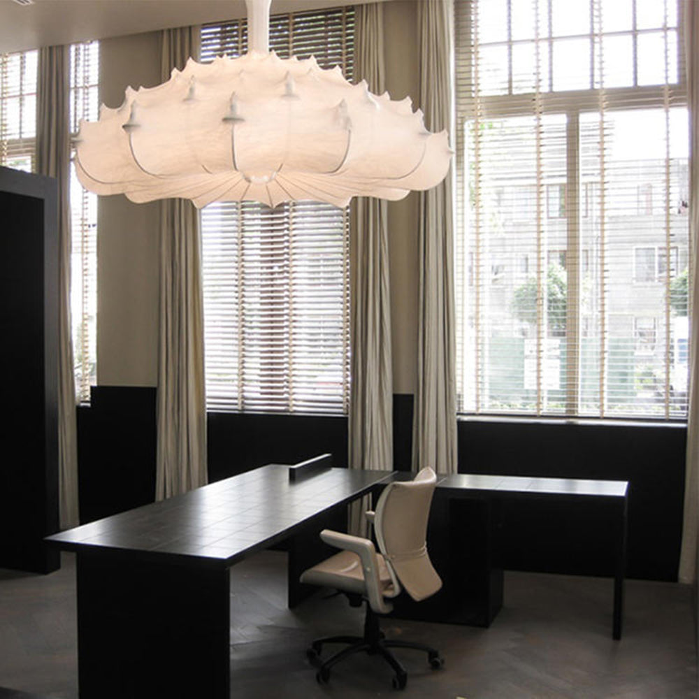 Renée Modern Artificial Silk/Metal Pendant Light,  White - Lumpaz