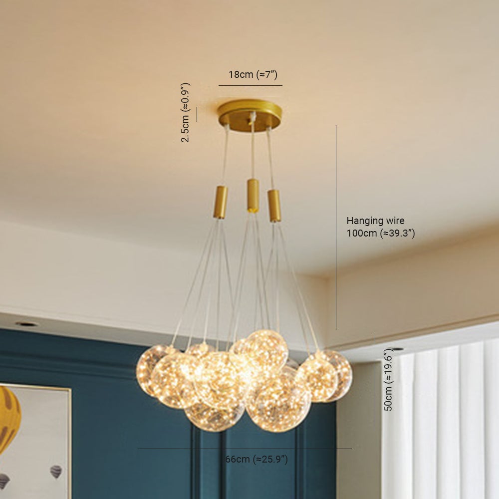 Valentina Glass Globe Bubble Pendant Light LED, 3/5/9/15 Heads - Lumpaz