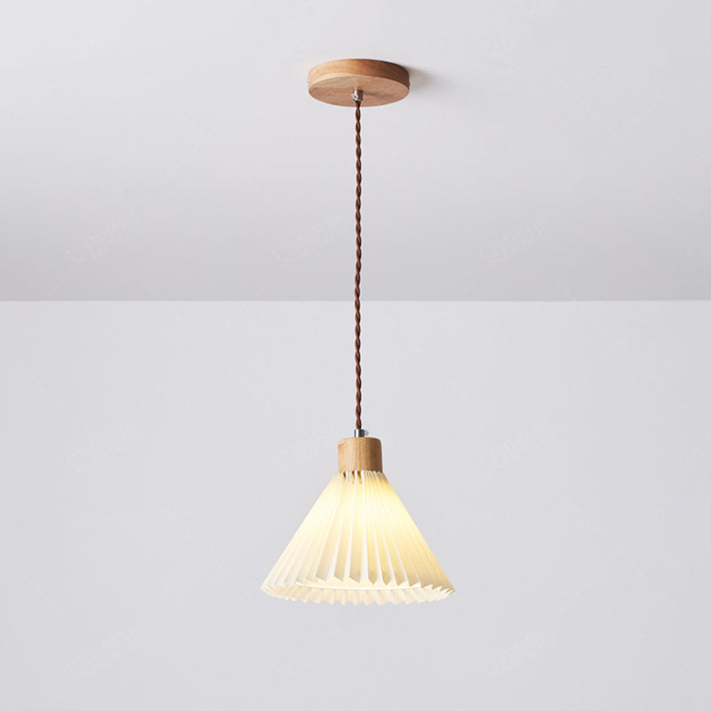 Ozawa Pendant Light Umbrella Shape Art, Wood, White, Bedroom - Lumpaz
