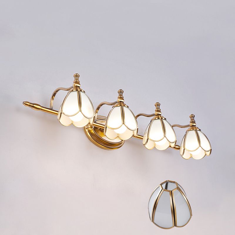 Félicie Vintage Flower Glass Wall Lamp, White/Yellow, Living Room - Lumpaz