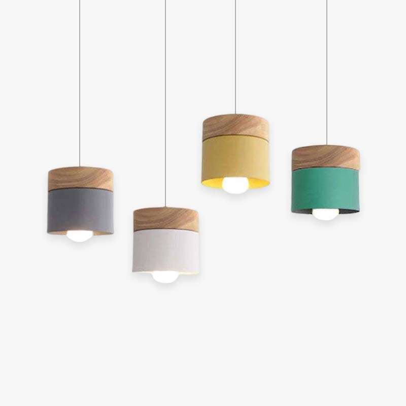 Morandi Modern Can Shape Metal/Wood Pendant Light - Lumpaz