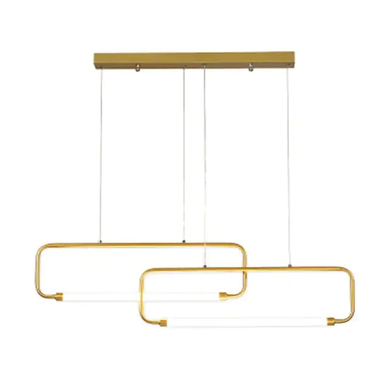 Bouvet Modern Minimalist Double-Rectangular Metal/Acrylic Pendant Light, Black/Gold - Lumpaz