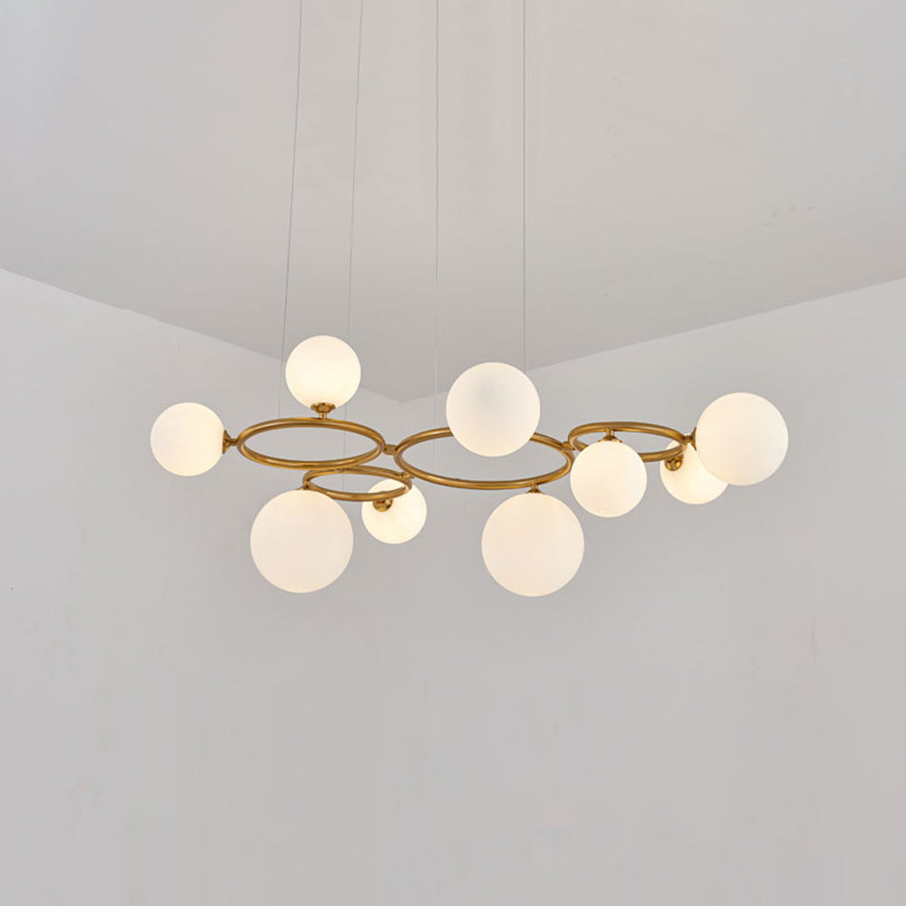 Valentina Modern Designe Wave Metal/Glass Pendant Light, White/Gold - Lumpaz