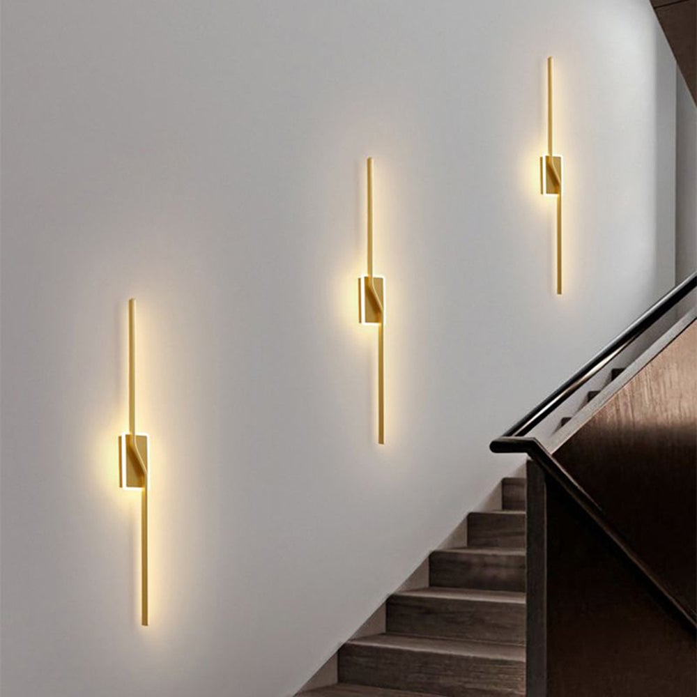 Leigh Luxury Curved Linear Metal Wall Lamp, Gold - Lumpaz