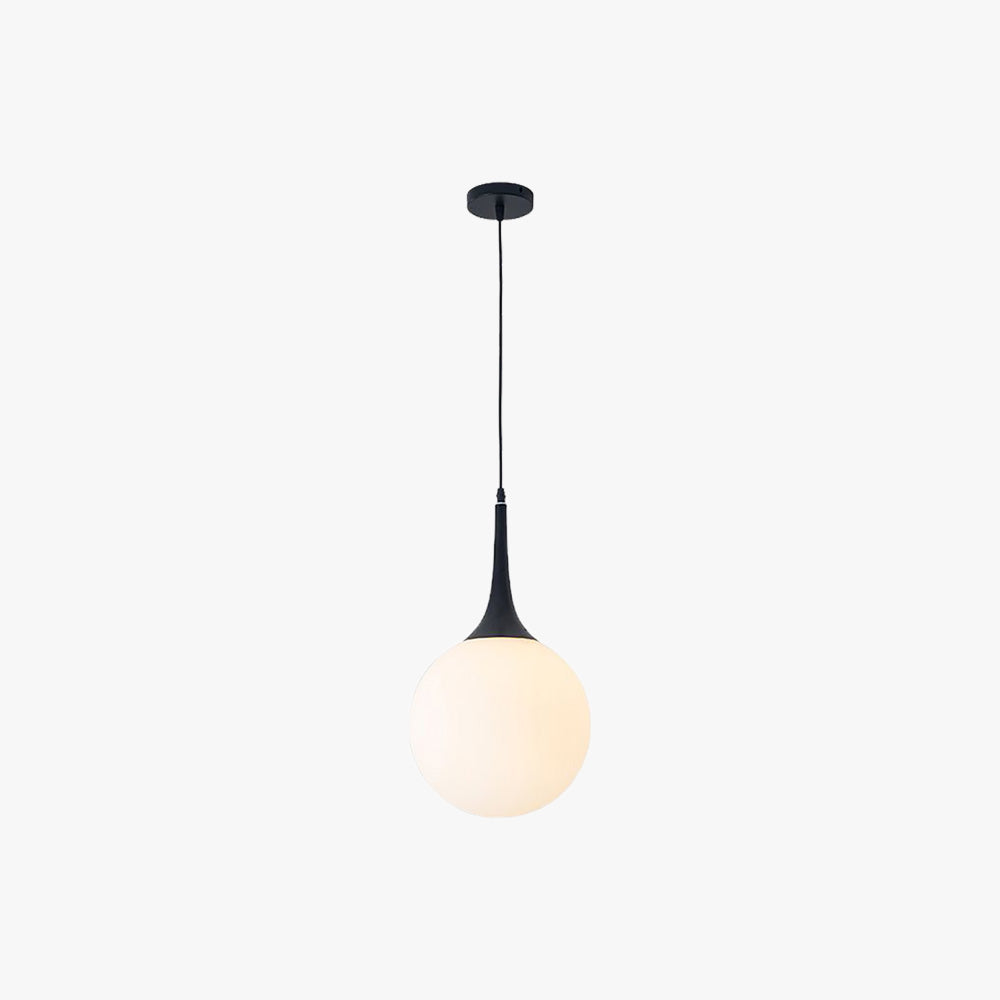 Valentina Modern Hanging Glope Glass Pendant Light, Black/White - Lumpaz
