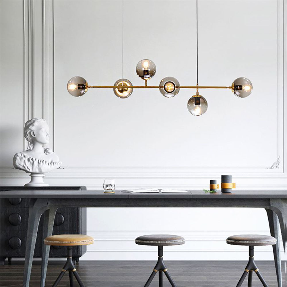Valentina Modern Bubble Metal/Glass Pendant Light, Gold - Lumpaz