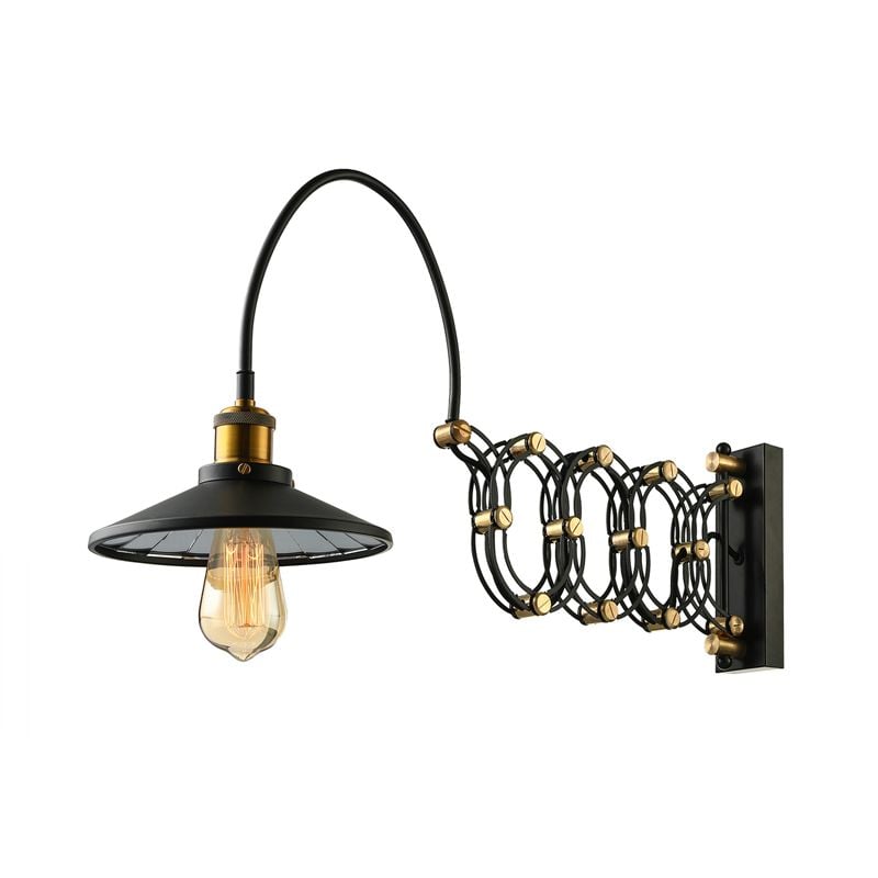 Brady Wall Lamp Arched Lamppost Extendable Arm Metal, Black, Living Room - Lumpaz