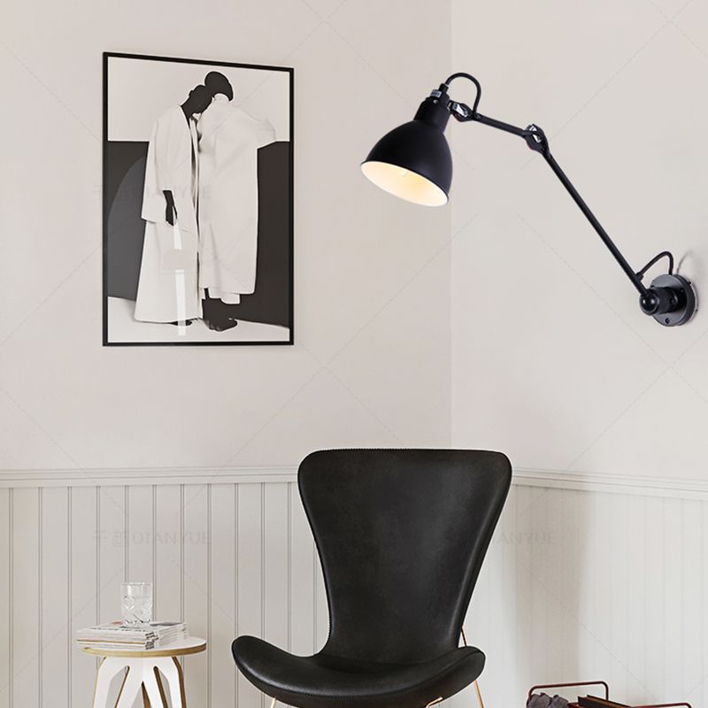 Brady Minimalist Adjustable Wall Lamp, Metal, Black, Living Room - Lumpaz